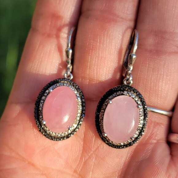 Absolutely stunning rare rose quartz black spinel diamond 925 sterling silver ea - Picture 16 of 16